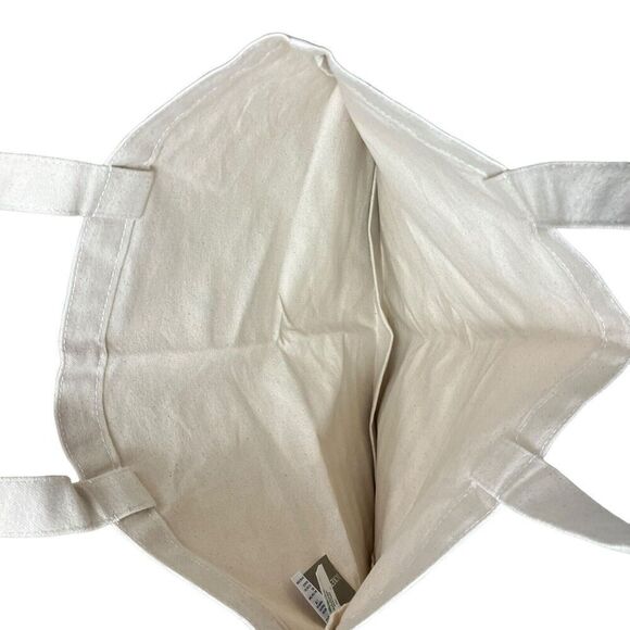 J Crew Tote Adult Canvas Striped Square Everyday Cotton H4998 Navy Blue - Picture 7 of 8